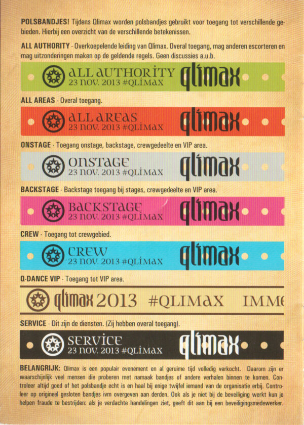 Qlimax – (23-Nov-2013) – Crewbooklet Back