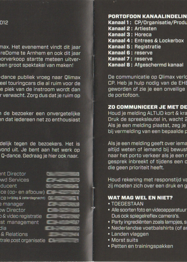 Qlimax 2012 – Fate or Fortune (24-Nov-2012) – Crew Booklet 2
