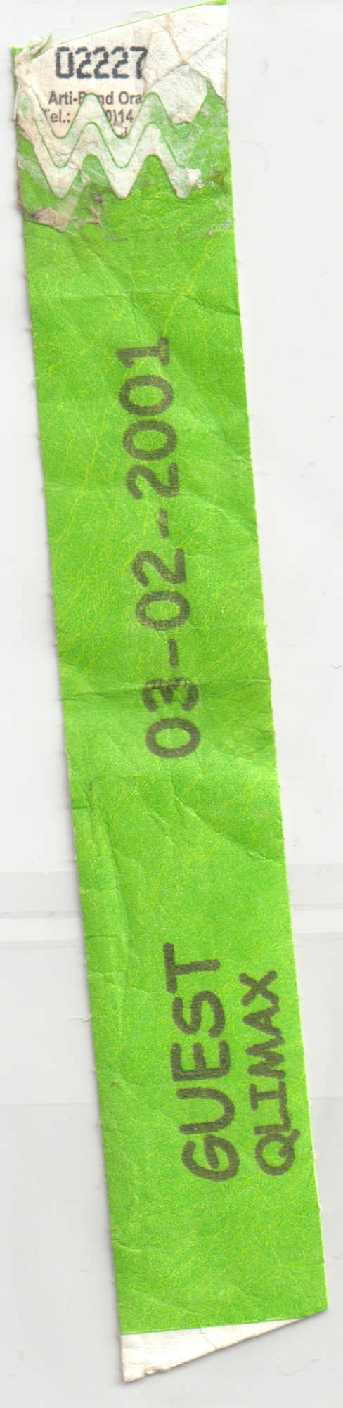 Qlimax Specials guest bracelet 2001