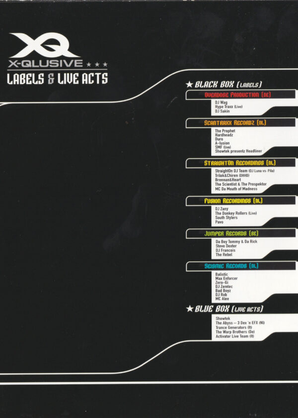 X-Qlusive · Labels & Live acts (16-Oct-2004) – 2
